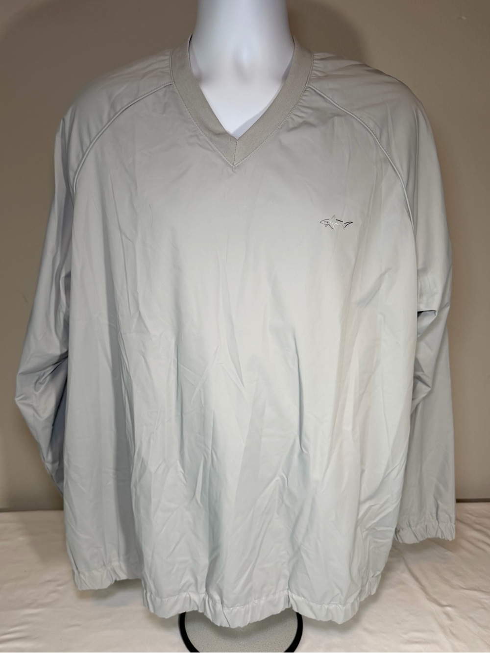 Greg Norman Collection Men's V-Neck Pullover Windbreaker Jacket - Light Gray